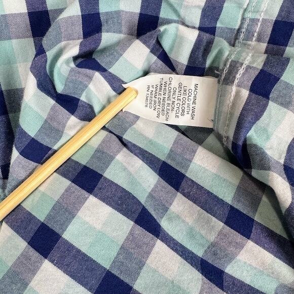 Vineyard Vines Slim Fit Whale Button Down Shirt Navy Teal Check Men's XL - Picture 4 of 10